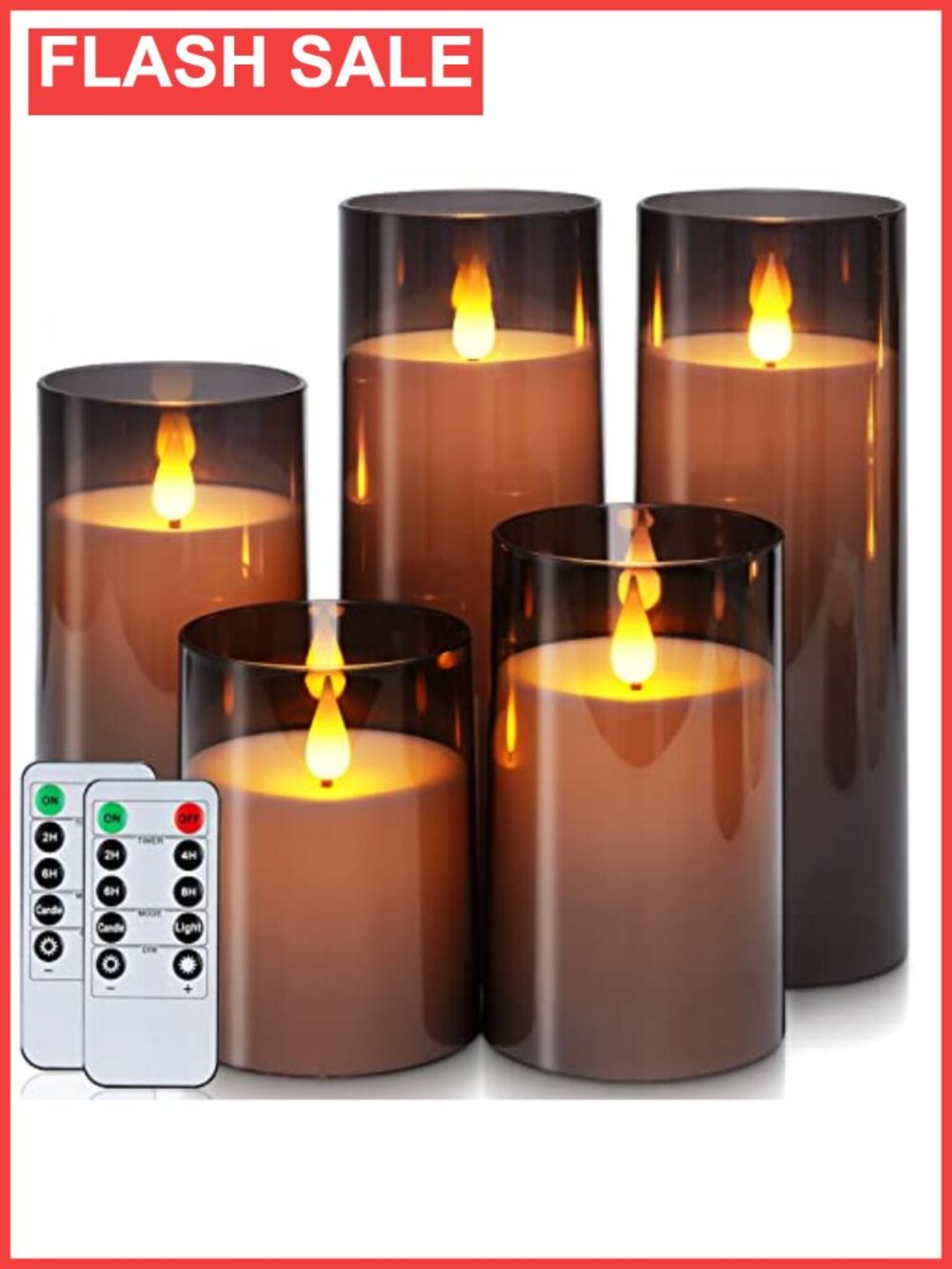 Flameless LED Pillar Candles Set with Remote Timer Acrylic Battery Operated